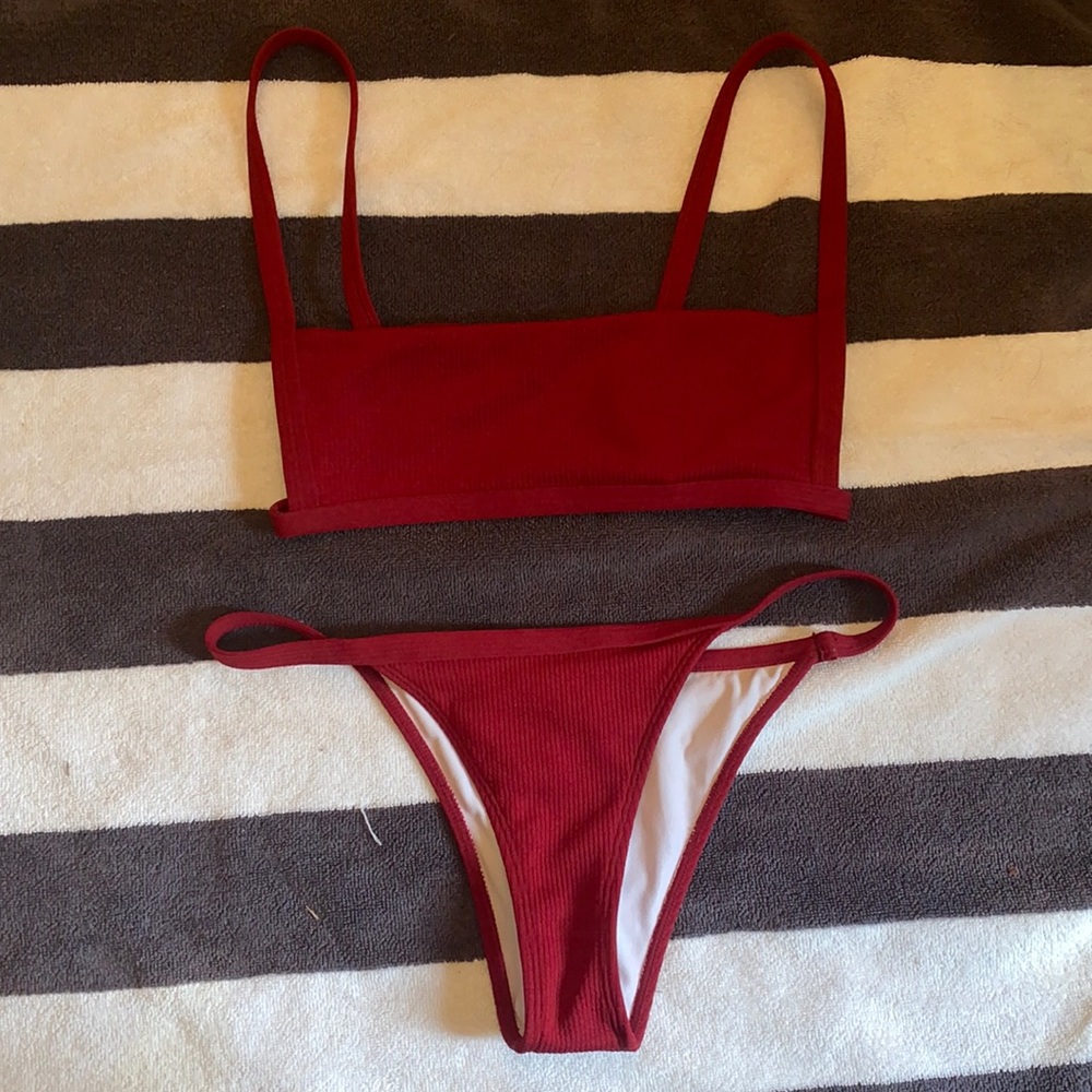 Dark Red Bikini Set